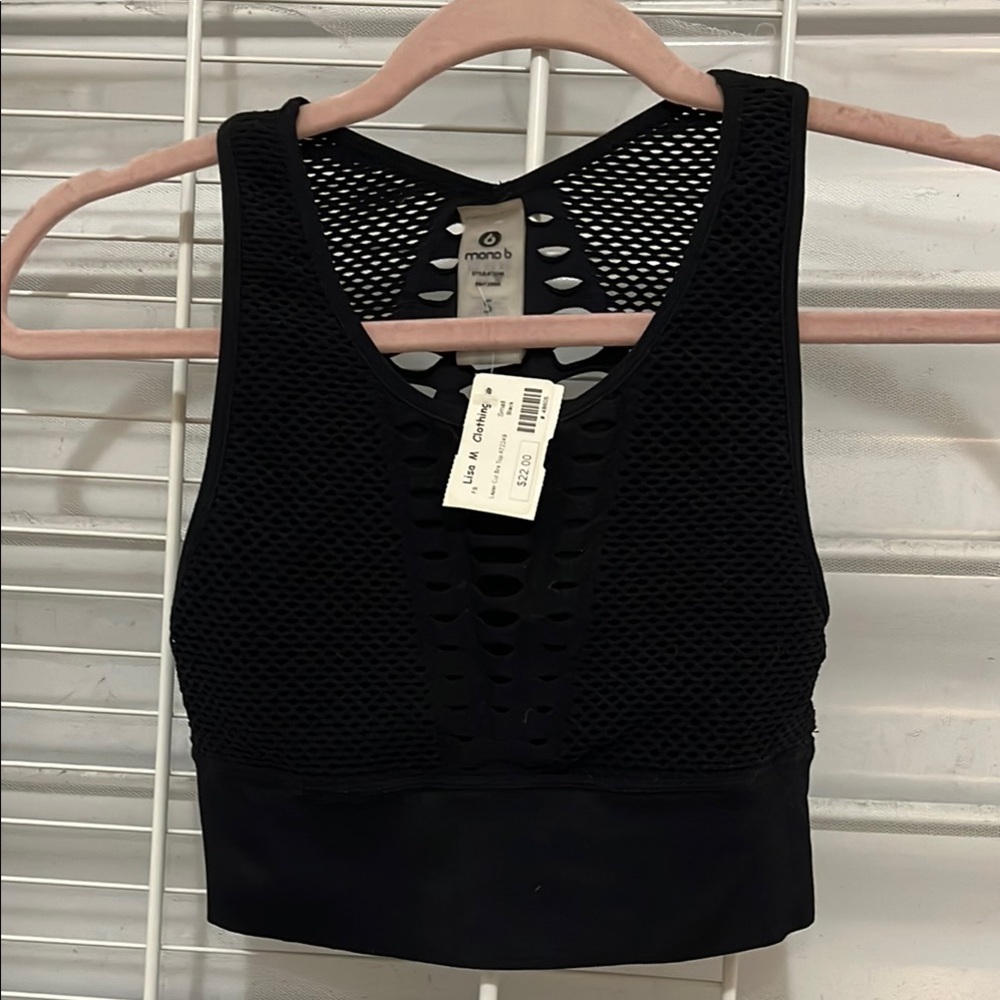 Mono B Black Mesh Sports Bra